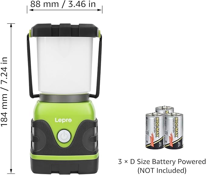 Lepro 1500LM Battery Powered LED Camping Lantern, Waterproof Tent Light with 4 Light Modes, Camping