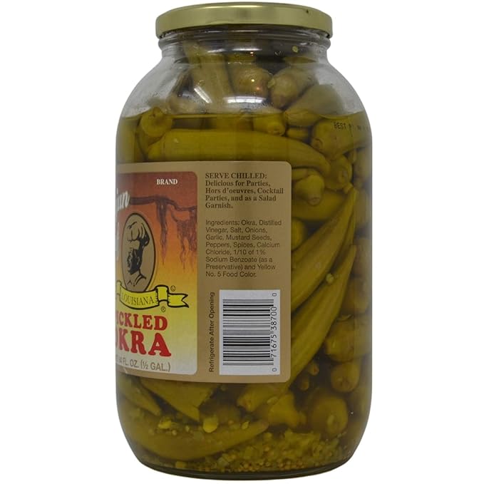 Cajun Chef Pickled Okra 64oz - One Half Gallon (Pack of 1) - Great in Bloody Mary's - Versatile