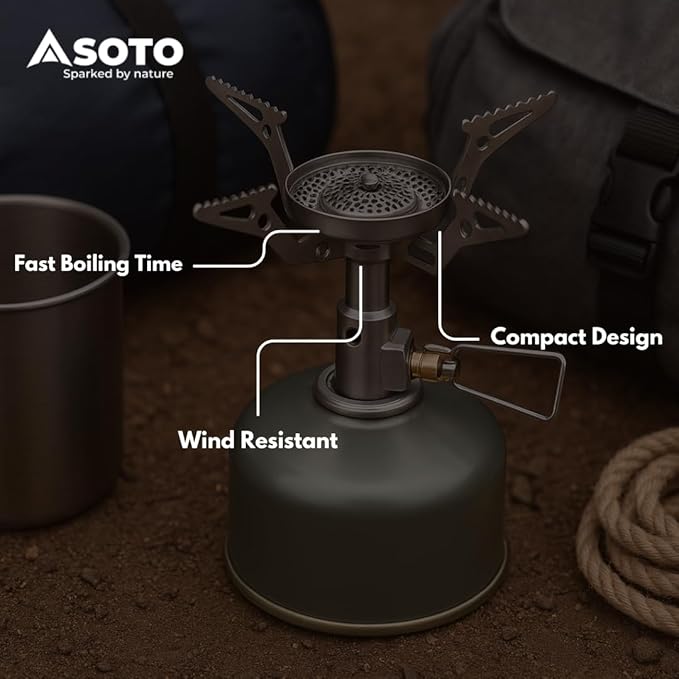 SOTO Amicus Stove with or without Igniter Camping Stove - Superior Under Windy Conditions, Shock