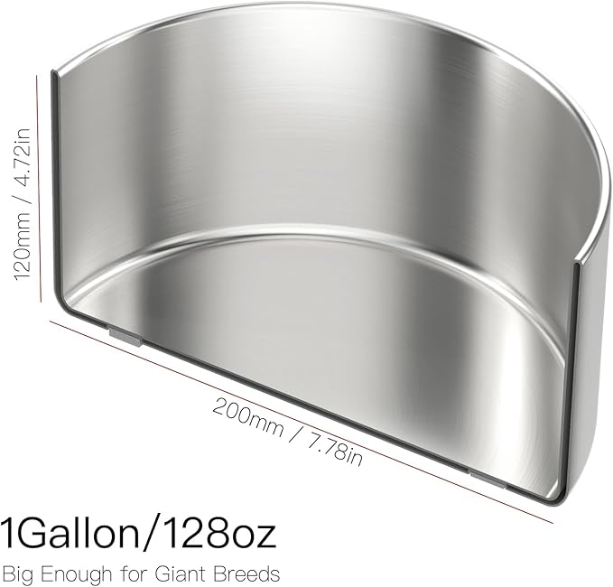 1Gallon Double Layer 304 Stainless Steel Dog Bowl - Insulated & Durable | Non-Slip Base | Easy to