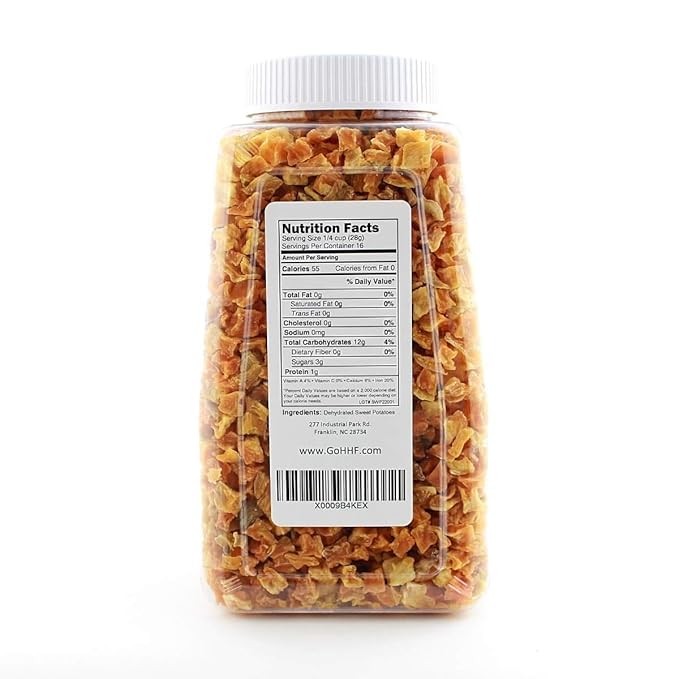 Harmony House Foods Dried Sweet Potato, diced (19.5 oz, Quart Size Jar) for Cooking, Camping