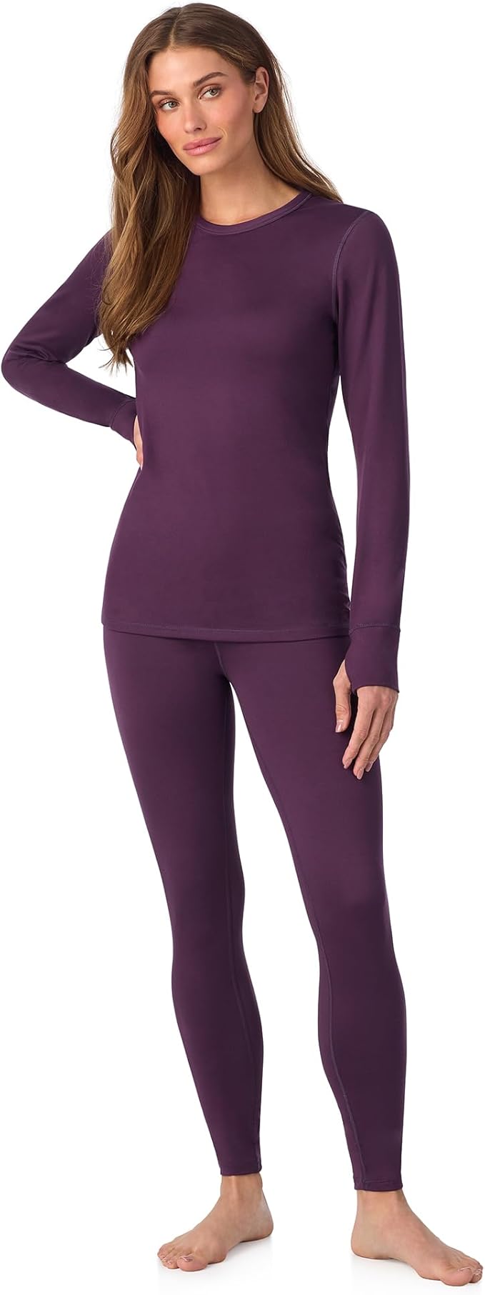 Cuddl Duds Womens Fleece Lined Thermal Base Layer Set – Long Sleeve Shirt & Leggings for Cold