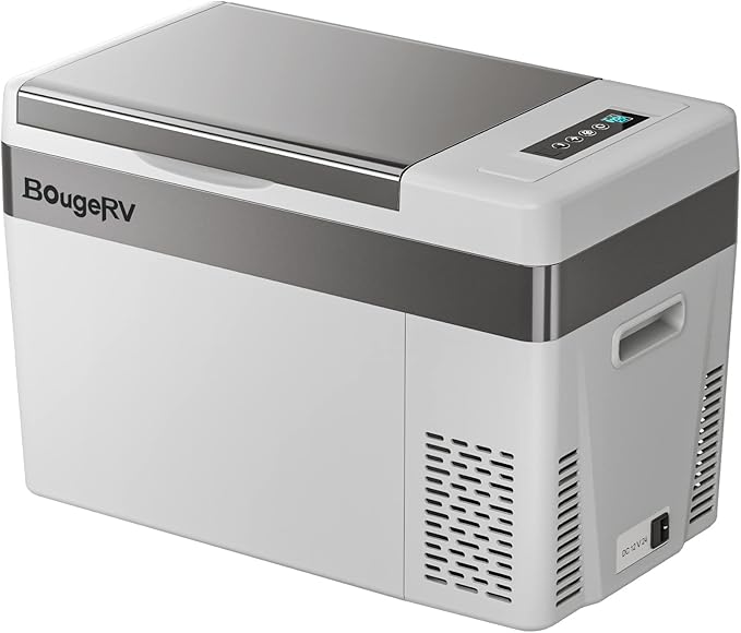 BougeRV 12 Volt Refrigerator With Cover 12V Car Fridge 30 Quart Portable Freezer Compressor Cooler