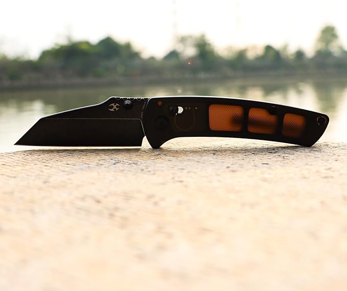 KANSEPT Main Street Pocket Folding Knife, 3.36''Black Ticn Coated 154CM Sharp Blade, Light Brown