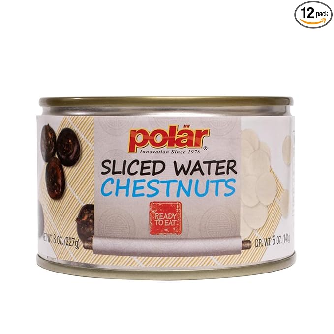 MW Polar Canned Vegetables Water Chestnuts, Sliced, 8 Ounce, (Pack of 12)