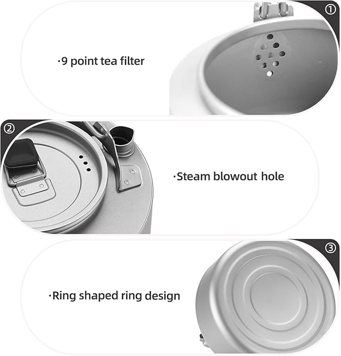 Camping Kettle Titanium Camp Tea Coffee Pot Portable Lightweight Tea Kettle Teapot Fast Heating