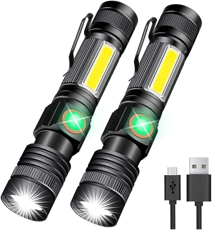 Hoxida Flashlight USB Rechargeable, Magnetic LED Flashlight, Super Bright LED Tactical Flashlight