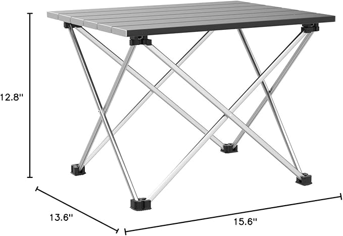 Grope Portable Camping Table with Aluminum Table Top, Folding Beach Table Easy to Carry, Prefect