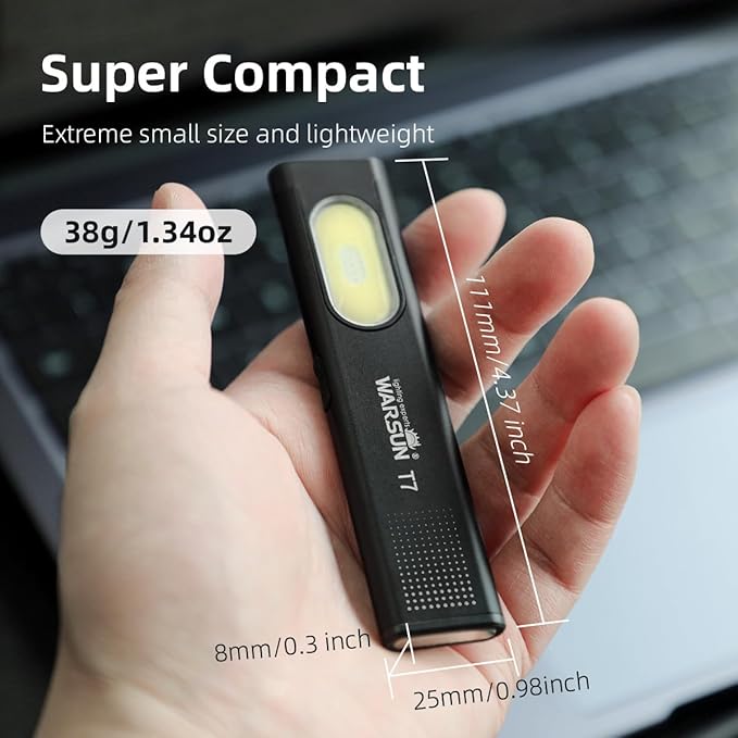 WARSUN Compact Multi-Mode Pocket LED Flashlight - 675LM, USB-C Rechargeable, IPX4, Dual Material