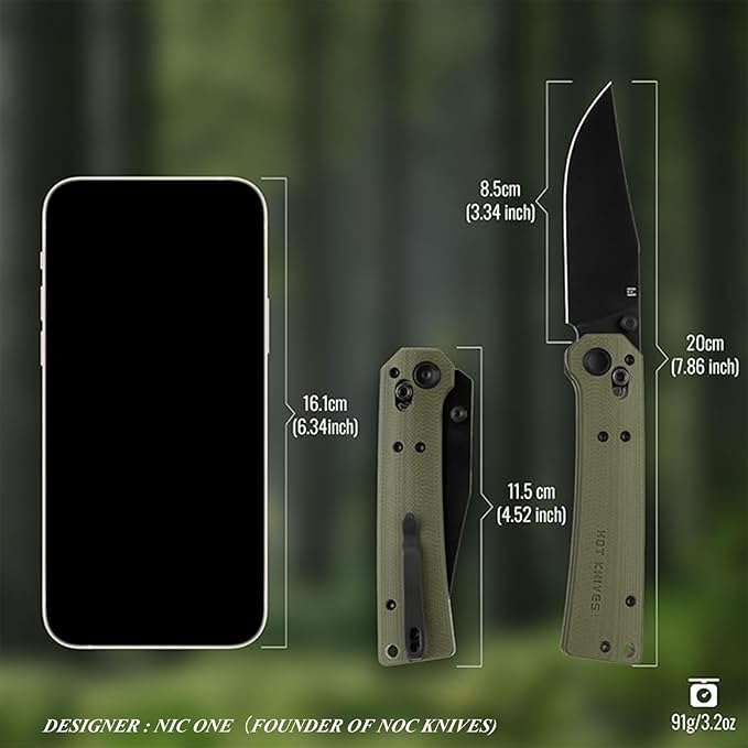 Pathwright Folding Pocket Knife, 3.54" 14C28N Blade and G10 Handle with Axis Lock, Everydaycarry