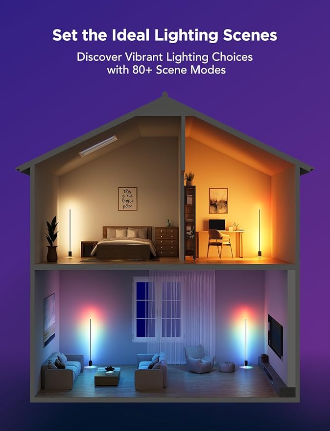 Govee Floor Lamp 2 with Matter, RGBIC, Warm Cool White LED, Alexa Compatible, 1725lm, Music Sync
