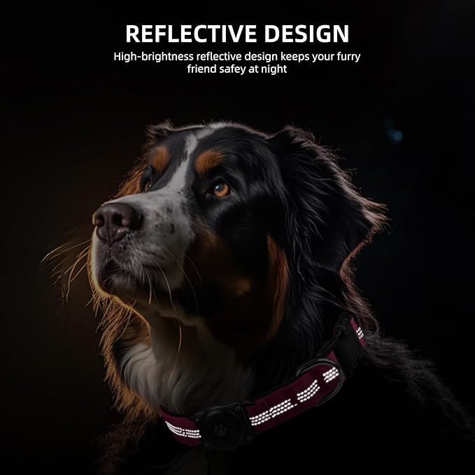 Upgraded AirTag Dog Collar, IP68 Waterproof Air Tag Dog Collar Holder, Reflective, Ultra-Durable