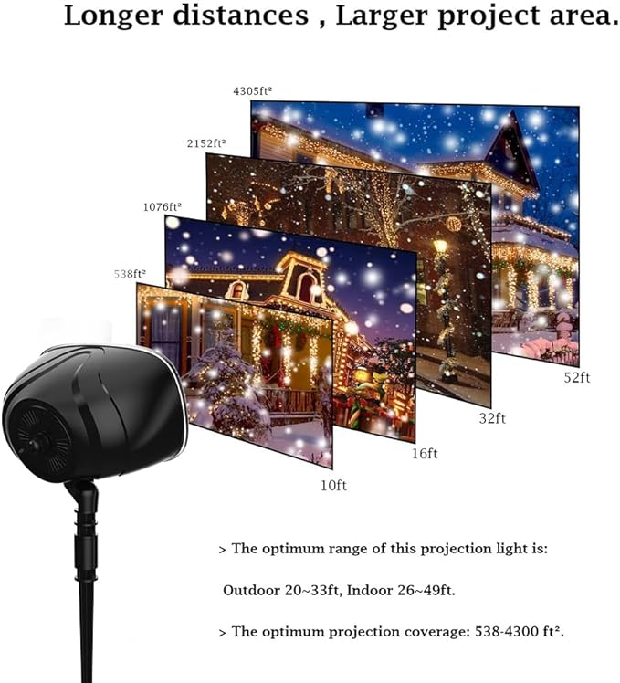 Christmas Snowfall Projector Lights,FLEVO Waterproof Snowfall LED Light Projector,Outdoor Indoor