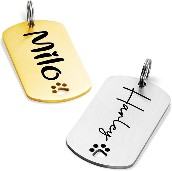 Ultra Joys Dog Tags Personalized for Pets - Hollow Paw Custom Pet ID Tag - Engraved Dog Tag for