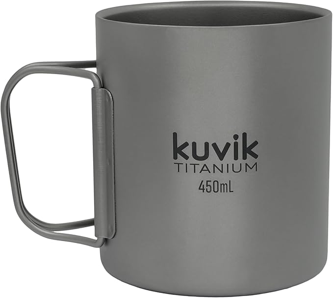 Kuvik Double-Walled Titanium Mug 450ml (15.2 oz) - Ultralight and Compact Mug for Backpacking