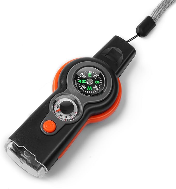 Emergency Survival Function Whistle, Outdoor Multifunctional Tool Safety Whistle with Lanyard