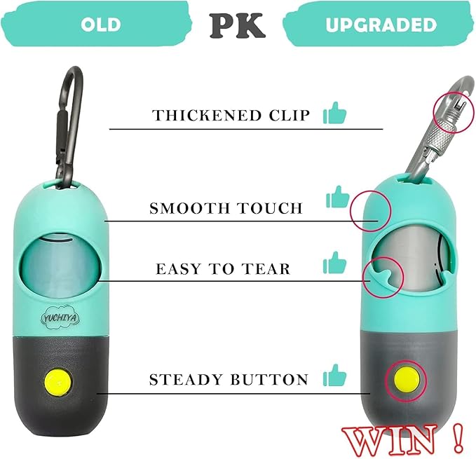 Dog Poop Bags Holder with LED Flashlight|Pet Waste Bags Dispenser for Leash|Doggie Potty Bags