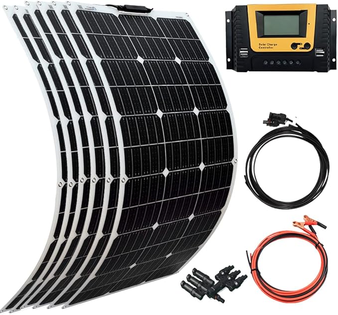 XINPUGUANG Flexible Solar Panel 6pcs 100W 12V Monocrystalline 600W Solar Kit 50A Charge Controller