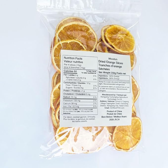 Mkostlich Dried Orange Slices Bulk 8.81oz/250g, Natural Dehydrated Orange Slice for Cocktails/