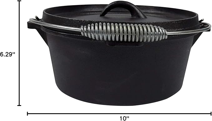 Pre-Seasoned Cast Iron Camp Dutch Oven, 4.1 qt, including Lid Lifter, Lid Stand and Silicone Handle