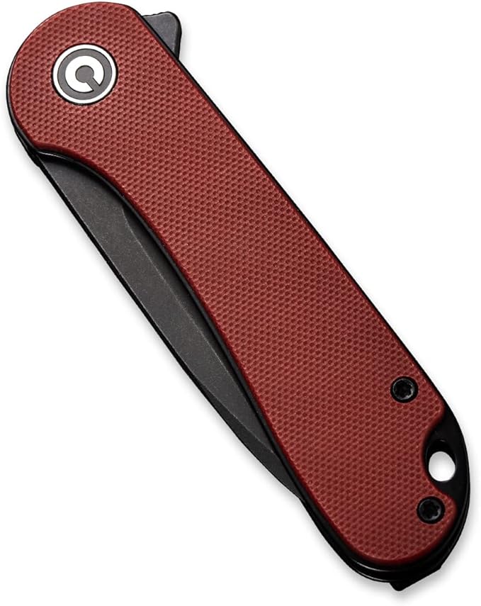 CIVIVI Elementum Pocket Folding Knife,Black Stonewashed D2 Blade Burgundy G10 Handle, Good for EDC