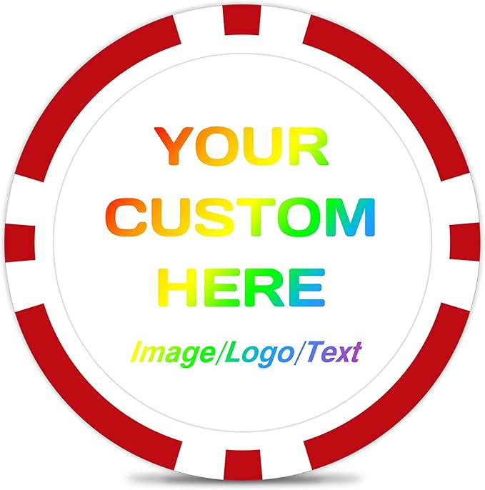 50-500 Custom Poker Chips, 11.5g Casino Size Clay Chips, Upload Your Image or Text for
