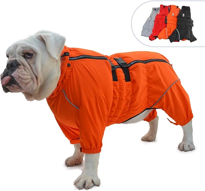 Dogs Waterproof Jacket, Lightweight Waterproof Jacket Reflective Safety Dog Raincoat Windproof