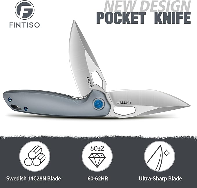 FINTISO Mini Pocket Knife 2.79" Small EDC Knife Premium Swedish 14C28N Blade, Folding Knife with