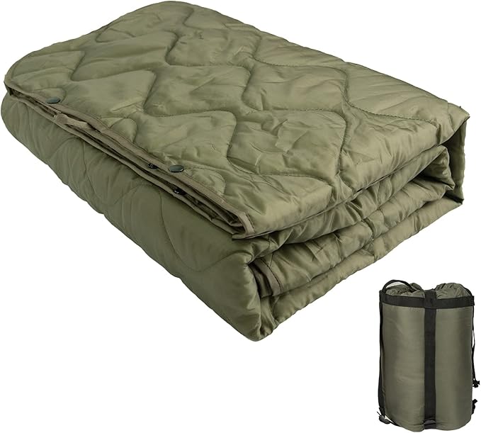 Poncho Liner Military Insulation Blanket Camo with Compression Carry Bag for Outdoors Hiking Jungle