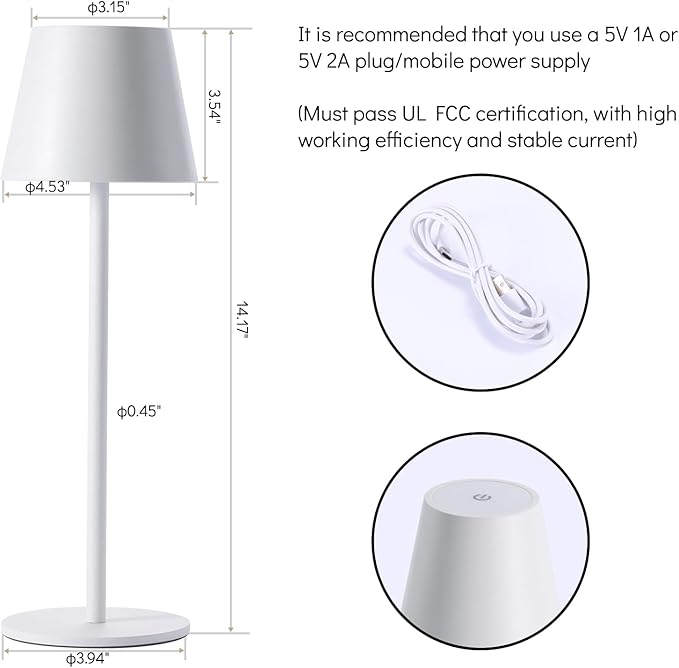 Maksone 2 Pack LED Cordless Table Lamp, 6600mWh Rechargeable Battery Desk Lamp, 3000K Stepless