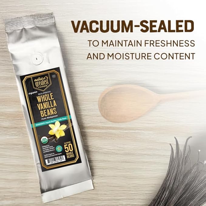 Nature's Greatest Organic Madagascar Bourbon Vanilla Beans - Grade B, Non-GMO, Kosher, Gluten