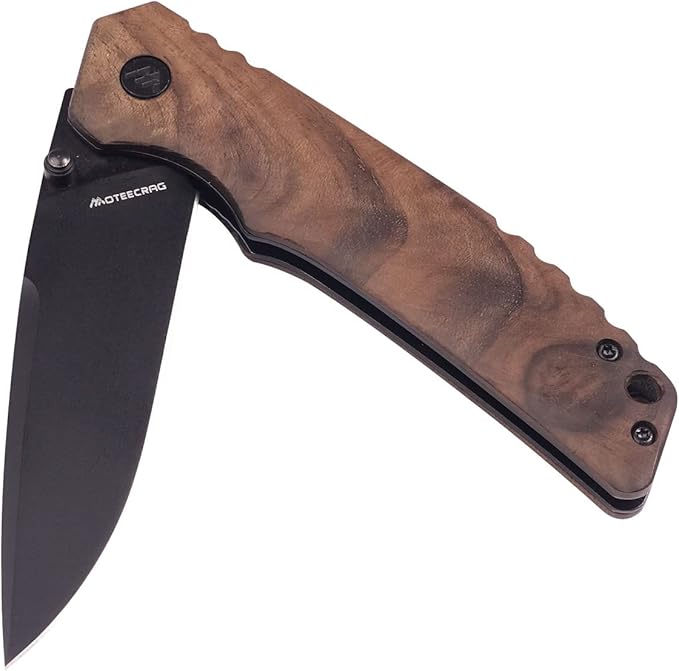 Walnut edc knife Wood handle folding pocket knife bulk edc mini flipper knife with Clip, Real Wood
