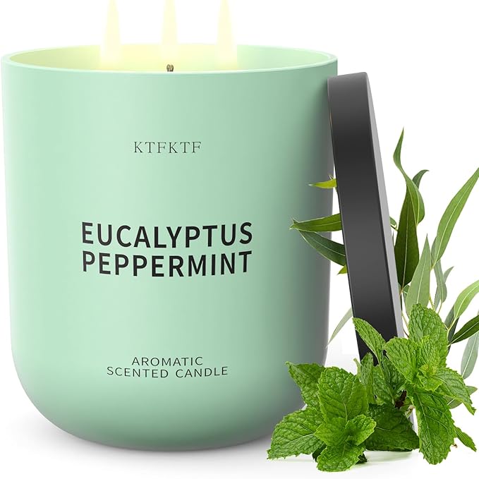 Eucalyptus Peppermint Scented Candle for Home, 14.2oz 80 Hours Long Lasting Aromatherapy Candles