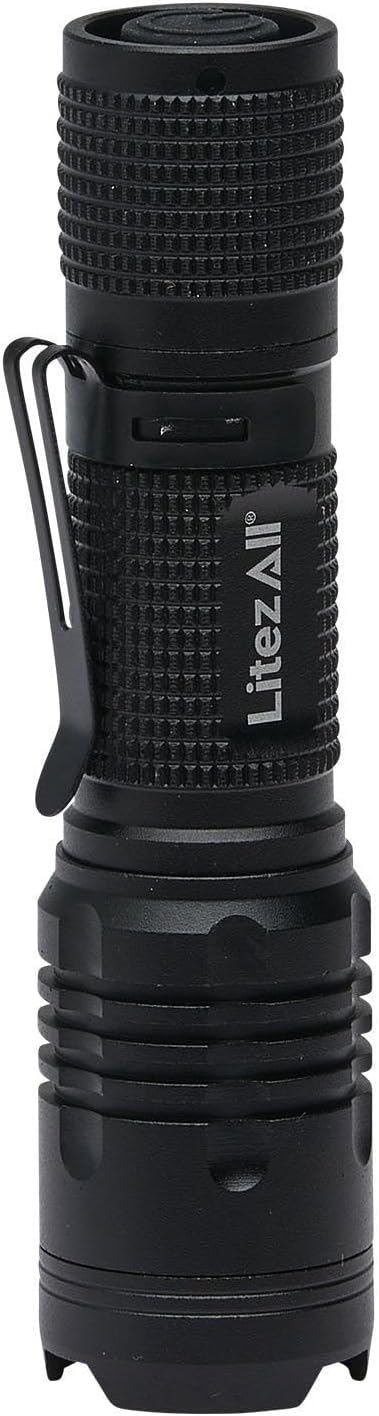 LitezAll 400 Lumen Tactical Flashlight, Compact LED Flashlight with Pocket Clip, Aerospace Aluminum