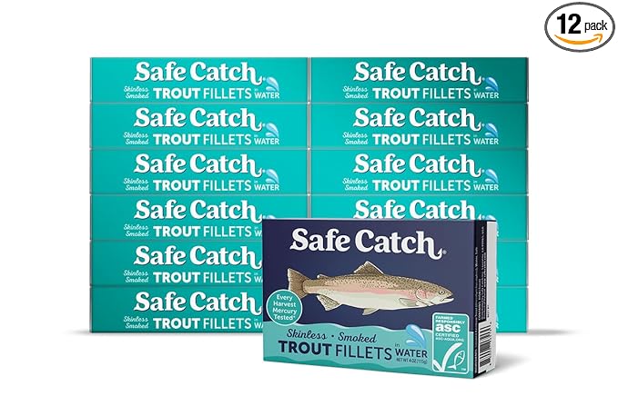 Safe Catch Smoked Rainbow Trout Fillets in Water, Skinless and Boneless Canned Fish, Mercury