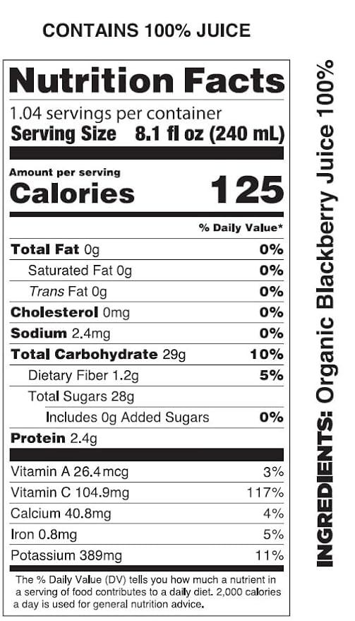 Pomona Organic Blackberry Juice (Pack Of 12), Cold Pressed USDA Organic Juices, 100% Blackberries