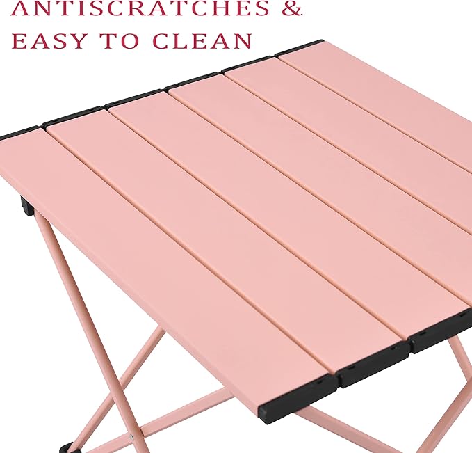 Grope Portable Camping Table with Aluminum Table Top, Folding Beach Table Easy to Carry, Prefect