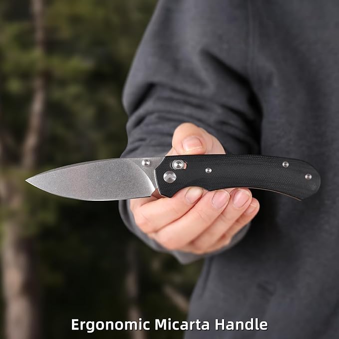 Folding Knife,Pocket Knife,3.31??154CM Blade,Erogonomic Canvas Micarta Handle,Survival Camping