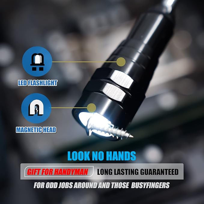 VIBELITE Gifts for Dad, Magnetic Flashlight with Tool Magnetic Lanyard, Telescoping Magnet Pickup