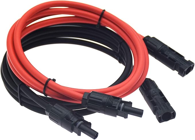 1 Pair Black + Red 10AWG(6mm²) Solar Panel Extension Cable Wire Connectors Solar Adaptor Cable with
