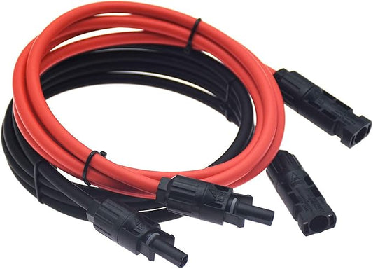 1 Pair Black + Red 10AWG(6mm²) Solar Panel Extension Cable Wire Connectors Solar Adaptor Cable with