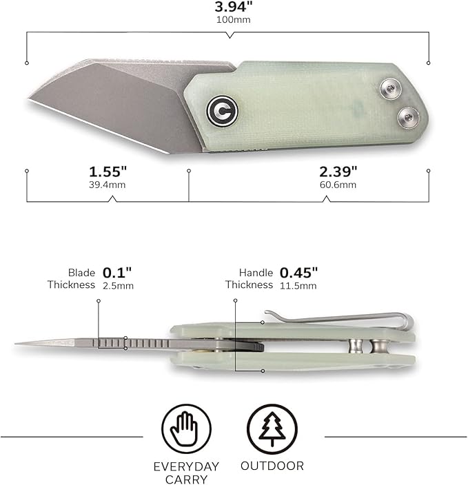 CIVIVI Ki-V Front Flipper Pocket Knife, Double Detent Slip Joint Small Folding Knife with Deep