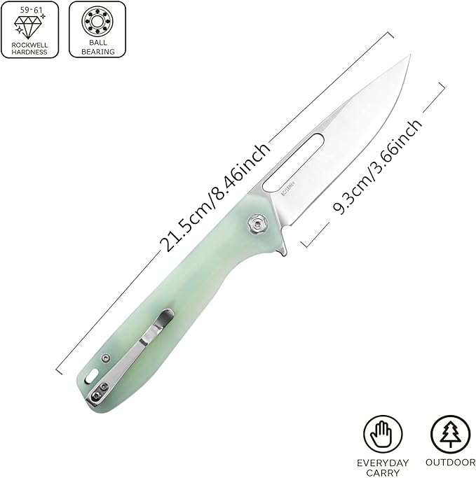 Sitivien ST801 Folding Knife,8Cr18Mov Steel Blade with G10 Handle Pocket Knife EDC Tool Knife for