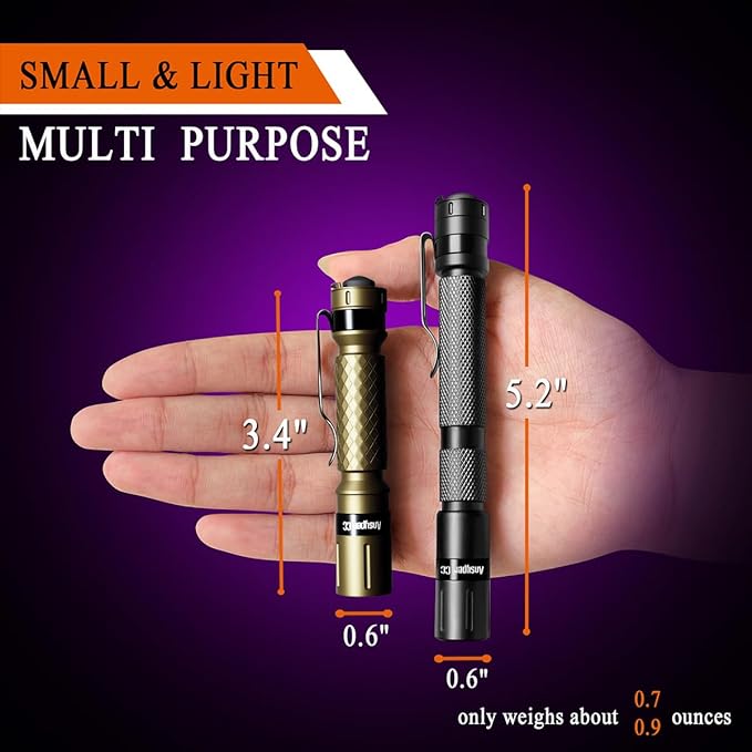 UV Flashlight 2 Pack 395nm Ultraviolet, Black Light Mini Penlight Portable and Compact for Pet
