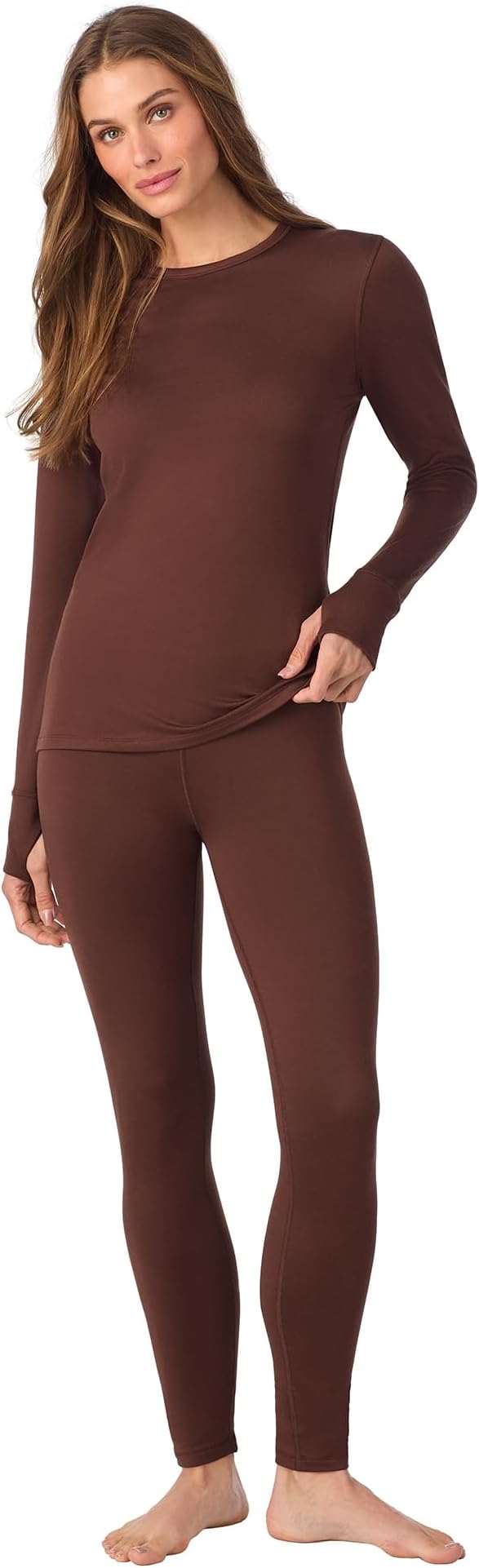 Cuddl Duds Womens Fleece Lined Thermal Base Layer Set – Long Sleeve Shirt & Leggings for Cold