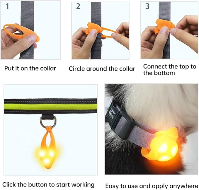 LaRoo Dog Lights for Night Walking - Led Dog Collar Lights for Nighttime, Clip On Light up Dog