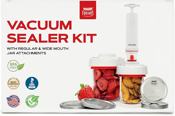 FORJARS Jar Vacuum Sealer Accessory Set for Mason Jars - Compatible with Regular and Wide Mouths