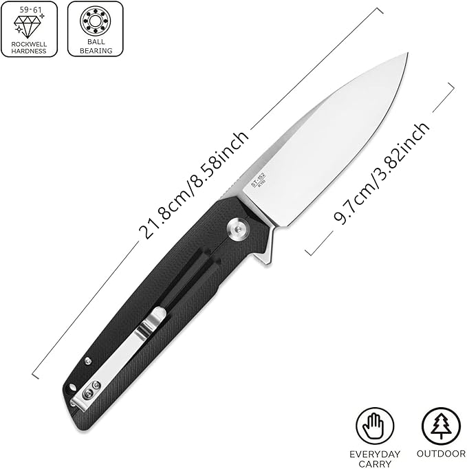 Sitivien ST152 Folding Knife,K110(D2) Steel Blade with G10 Handle EDC Tool Knife for Outdoor