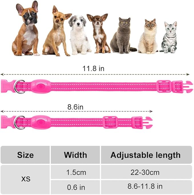 Light Up Dog Collar- Rechargeable Puppy Collars Glow in The Dark LED Dog Collar for Night Walking