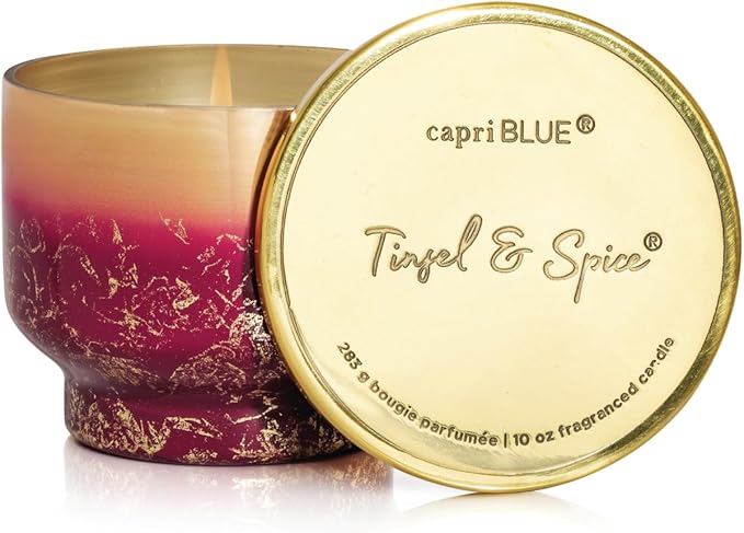 Capri Blue Tinsel & Spice Scented Candles for Home - Glimmer Inverted Jar Candles - Soy Candles